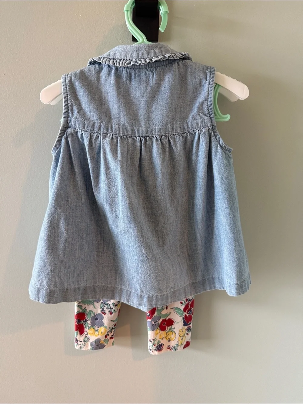 Ralph Lauren 18M matching set Chambray Button Baby Tunic with Floral Leggings